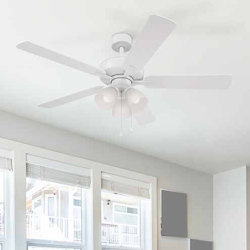 Stellant 52 inch Matte White with Reversible Matte White/Blonde Maple Blades Indoor/Covered Outdoor Ceiling Fan